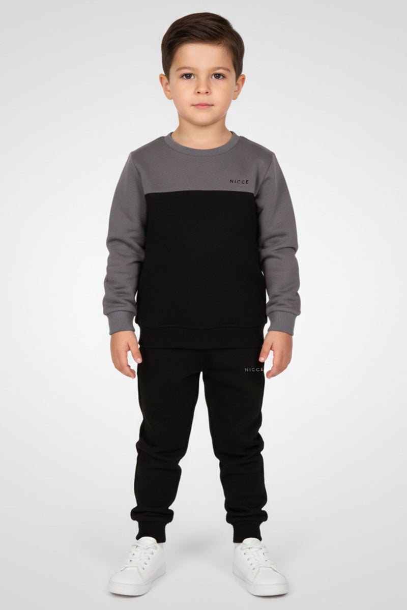 Nicce Toddlers Boy 3 Pieces Brand Logo Sweatshirt , T-Shirt And Jogger Pants, Black - Image 1